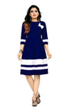Blue solid fit & flare crepe dress by ZELZIS

