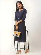 blue straight A-line kurti for women
