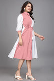 Casual and party wear pink colourblock dress with inner


