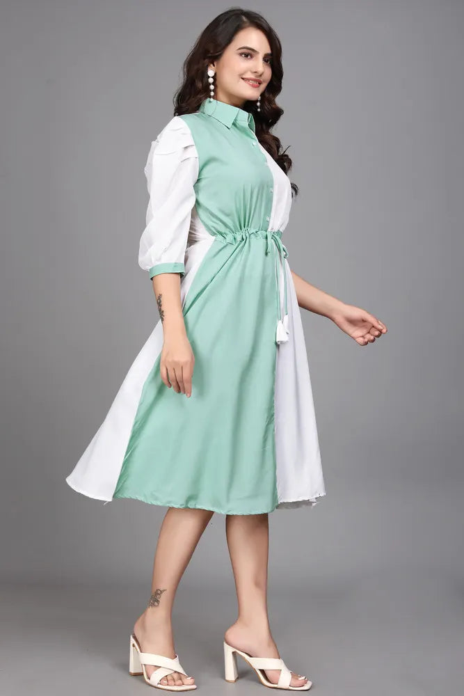 light green casual dress Buy Light Green Pure Cotton Fit & Flare Dress
