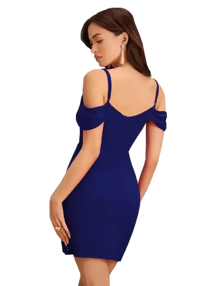Buy Blue Shoulder Strap Bodycon Dress Online In India Buy Blue Shoulder Strap Bodycon Dress Online In India