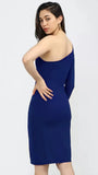 Chic blue one shoulder bodycon knee-length dress by ZELZIS


