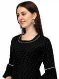 chic black polka dot tunic top for women’s casual wear

