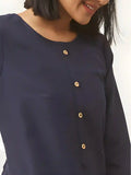 chic blue A-line cotton kurti for any occasion
