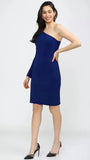 Comfortable blue one shoulder polyester dress ideal for casual & party wear by ZELZIS

