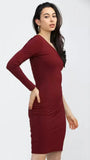 Comfortable maroon one shoulder bodycon dress

