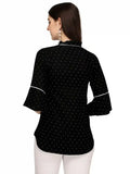 comfortable black crepe tunic with collar neck for daily use
