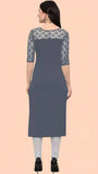 comfortable grey three-quarter sleeve kurti for daily use
