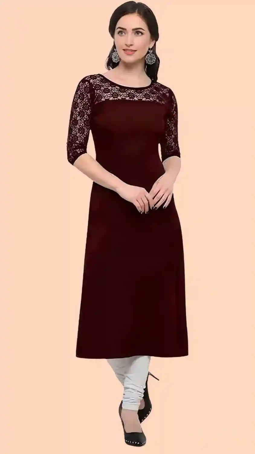 comfortable maroon A-line kurtis for everyday use
