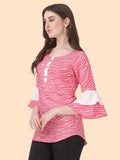comfortable pink polka dot crepe top for daily fashion
