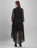 Designer black coding net high low dress with crepe inner by ZELZIS


