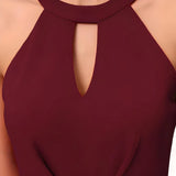 Designer maroon knee-length fit & flare polyester dress by ZELZIS

