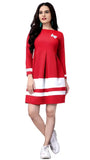 Elegant red colourblock dress with butterfly details

