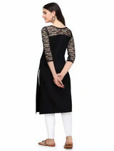 elegant black calf length kurti for daily use
