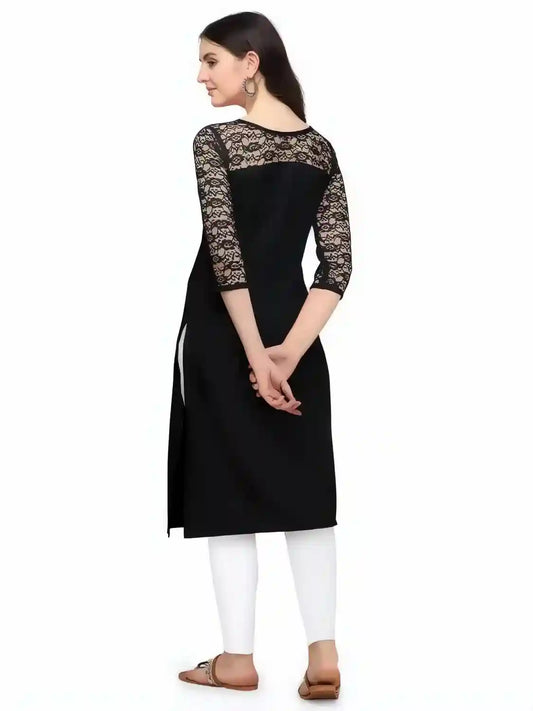 elegant black calf length kurti for daily use
