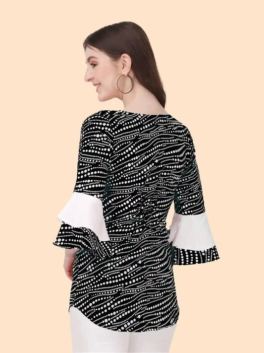 elegant black casual top in crepe fabric for daily wear
