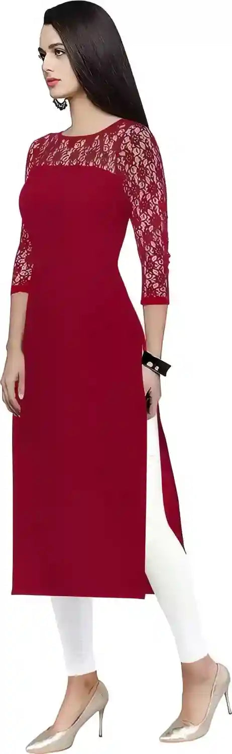elegant maroon crepe kurtis for casual and party wear
