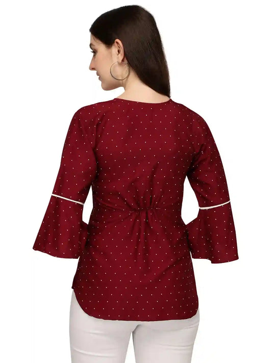 elegant maroon round neck tunic top for daily wear
