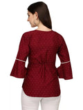 elegant maroon round neck tunic top for daily wear
