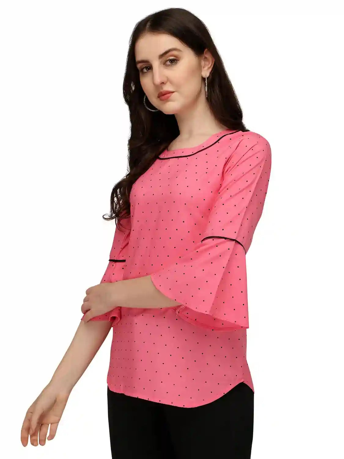 elegant pink polka dot tunic top for daily use
