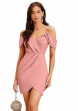 elegant pink polyester bodycon dress for girls


