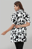 elegant white crepe ruffle collar neck top for casual wear
