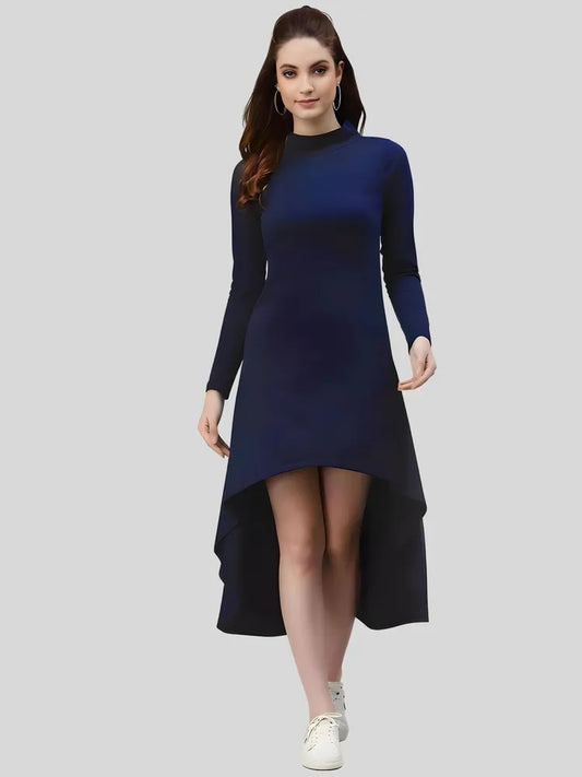 Fashionable blue high low polyester western bodycon dress

