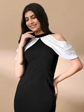 fashionable black white party wear dress for girls

