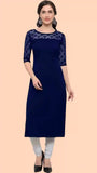 fashionable blue A-line kurti perfect for casual outings







