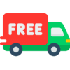 Cartoon truck with a red box labeled 'FREE' on a white background