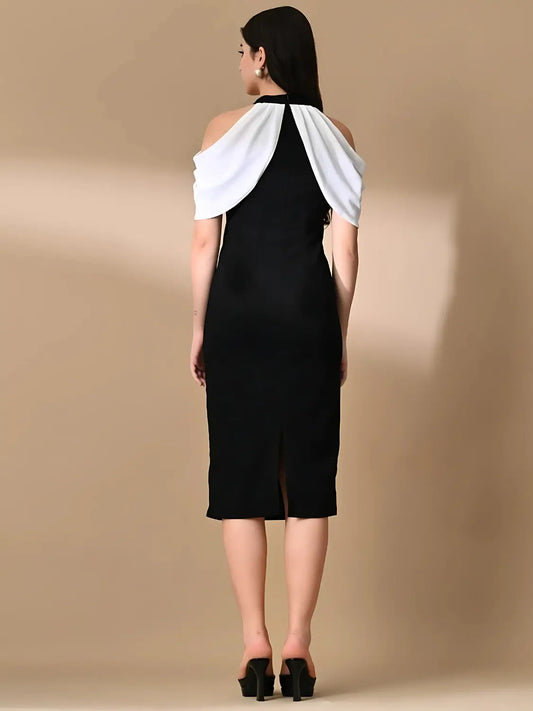 halter neck sleeveless dress front pose for girls

