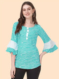 light green polka dot crepe top with white spots for women
