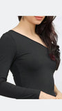 Made in India, black one shoulder bodycon knee-length dress by ZELZIS

