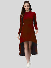 maroon-high-low-polyester-western-bodycon-dress