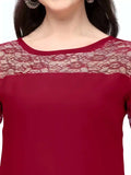 maroon A-line crepe kurti for casual and party wear
