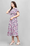 Pink floral flared sleeve wrap maxi dress for women by ZELZIS

