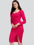 Pink sweetheart neck party wear bodycon dress by ZELZIS

