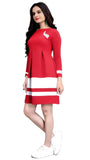 Red colourblock butterfly crepe dress for women

