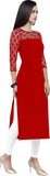 red crepe A-line kurti for casual wear
