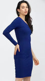 Stylish blue one shoulder bodycon dress with knee length by ZELZIS


