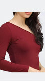 Stylish maroon one shoulder bodycon dress

