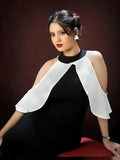 stylish black and white solid bodycon dress

