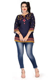 stylish blue pink digital printed tunic top for casual and party wear

