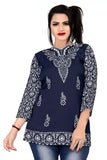 stylish blue rayon digital print tunic for casual wear

