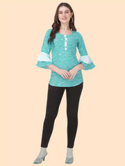 stylish light green top with white dots for casual fashion
