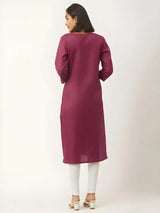 stylish maroon cotton kurti with collar neck
