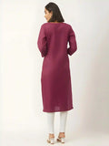 stylish maroon cotton kurti with collar neck

