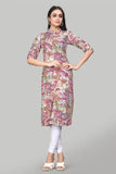 stylish pink floral print kurti for casual wear
