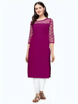 stylish purple calf length kurti for casual wear
