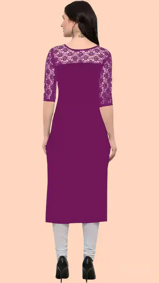 stylish purple calf length kurti for women
